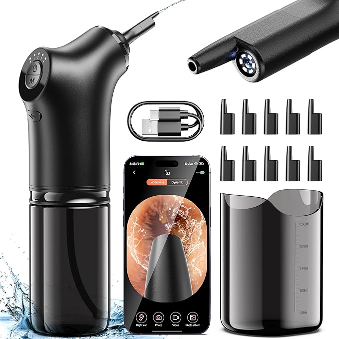 Water Powered Ear Cleaner with Camera, Electric Ear Wax Removal Tool with Camera